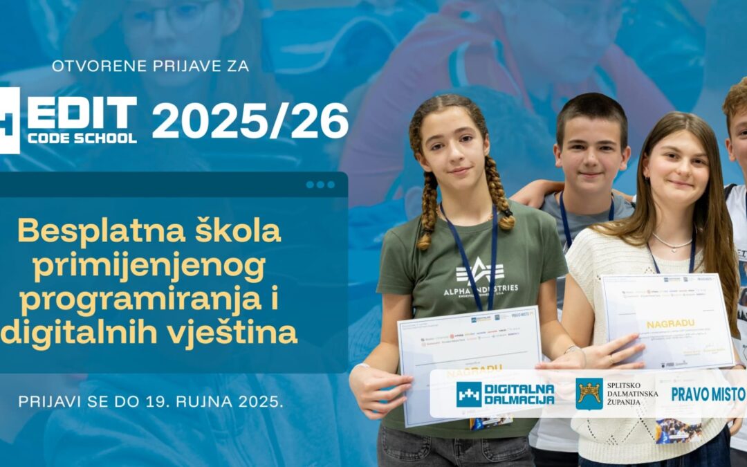 Otvorene su prijave za EDIT CodeSchool 2025/2026 – besplatnu školu primijenjenog programiranja i digitalnih vještina